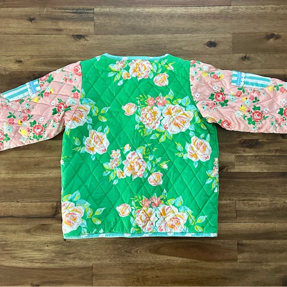 Wildflowers Best Day Ever Double Dip Reversible Jacket 10 Green Pink Floral Blue - Picture 4 of 8